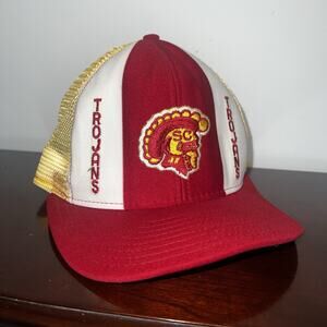 Vintage AJD University Southern California USC Trojans Mesh Hat Lucky Stripes 80
